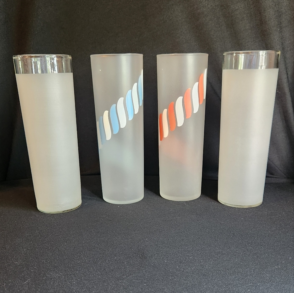 4 MCM Tumblers Glasses Frosted Zombie Candy Cane Tom Collins Stripe Barware